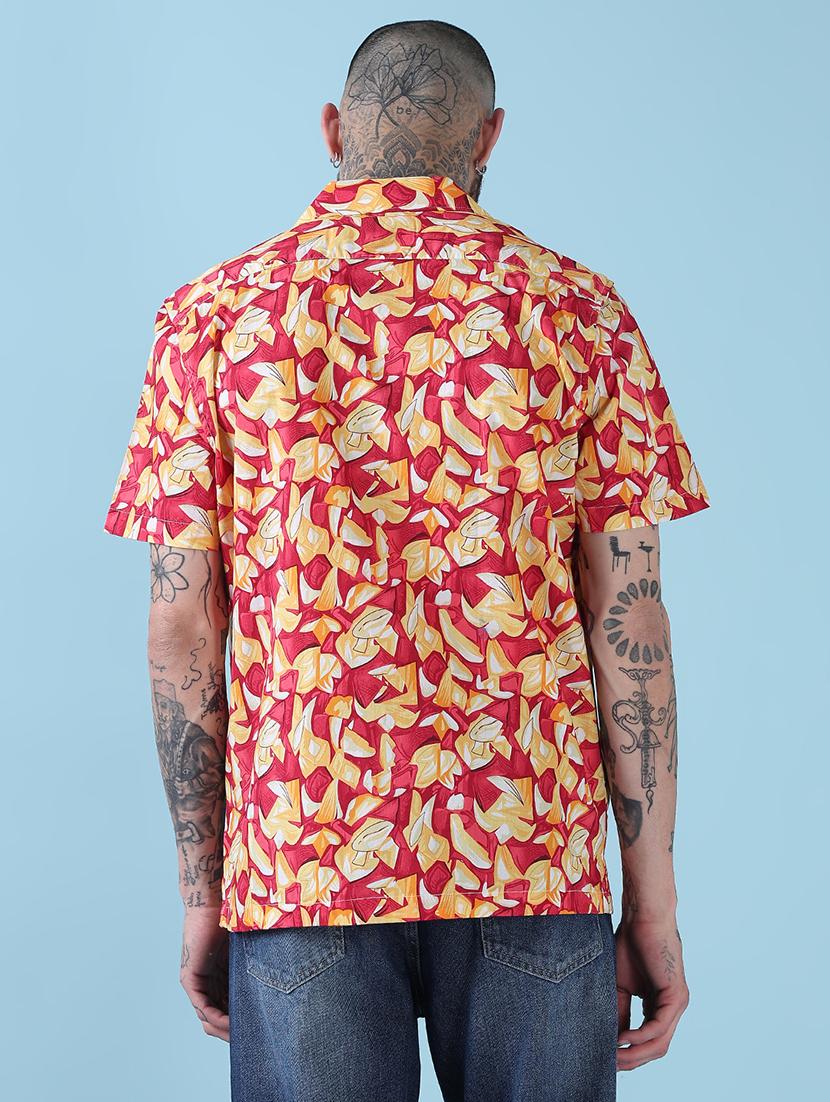 men printed cuban collared casual shirt - 21909032 - Standard Image - 3