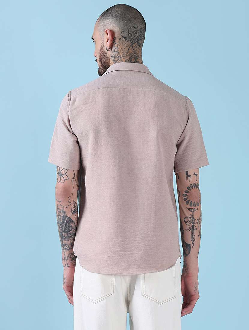 men solid short sleeve regular fit casual shirt - 21909033 -  Standard Image - 3