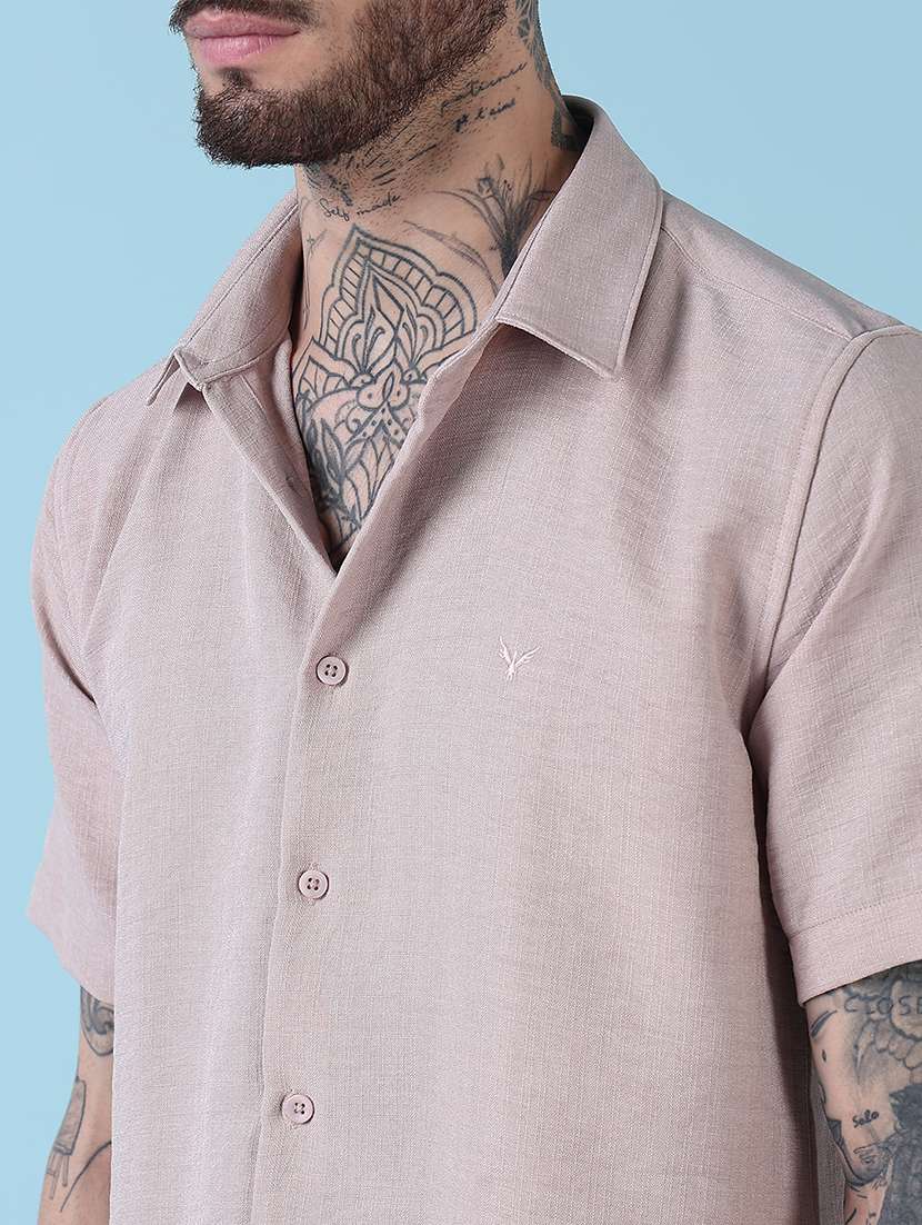 men solid short sleeve regular fit casual shirt - 21909033 -  Standard Image - 5