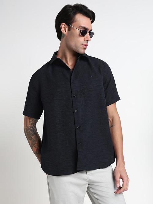 men solid short sleeve regular fit casual shirt - 21909034 - Standard Image - 0