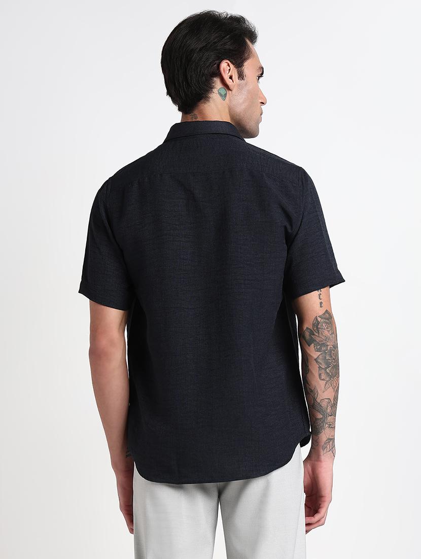 men solid short sleeve regular fit casual shirt - 21909034 - Standard Image - 3