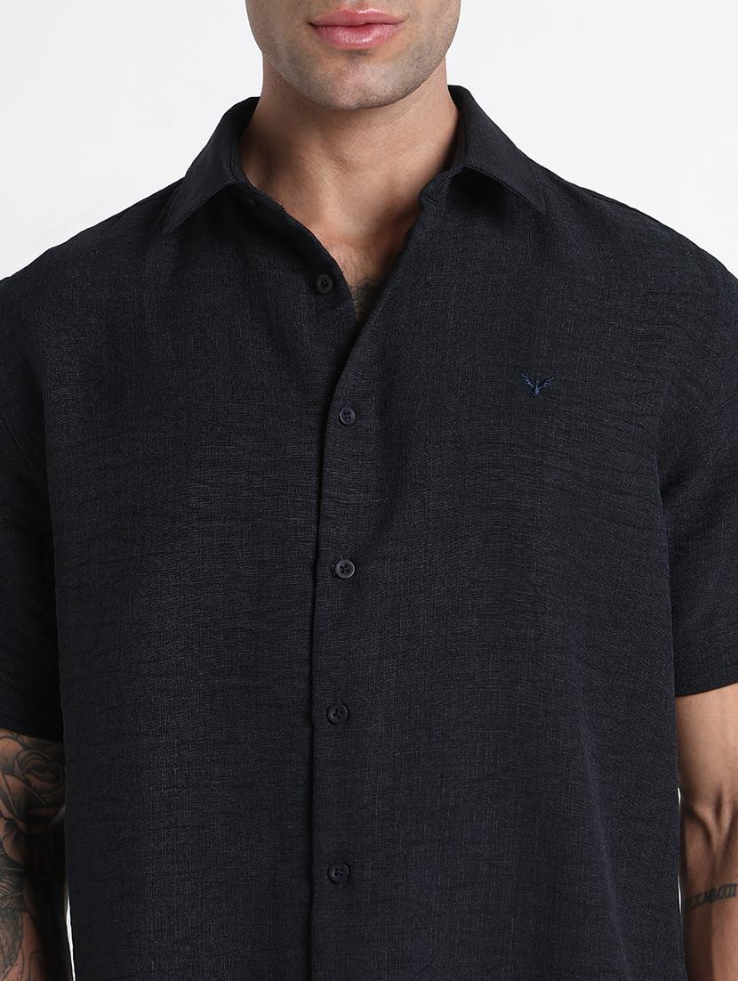 men solid short sleeve regular fit casual shirt - 21909034 - Standard Image - 5