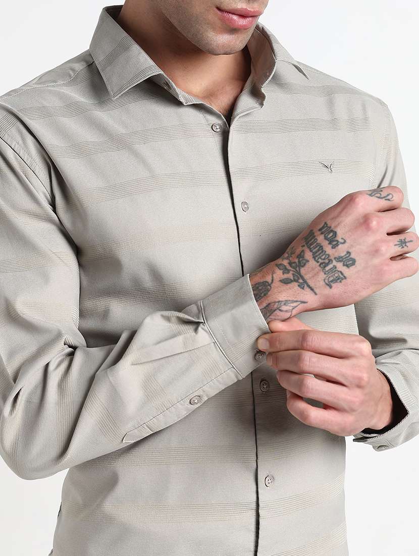 men striped long sleeve slim fit formal shirt - 21909039 -  Standard Image - 5