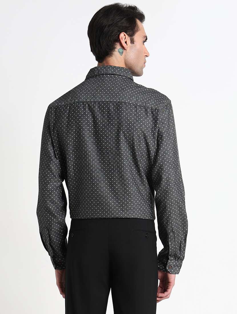men printed long sleeve slim fit formal shirt - 21909040 -  Standard Image - 3