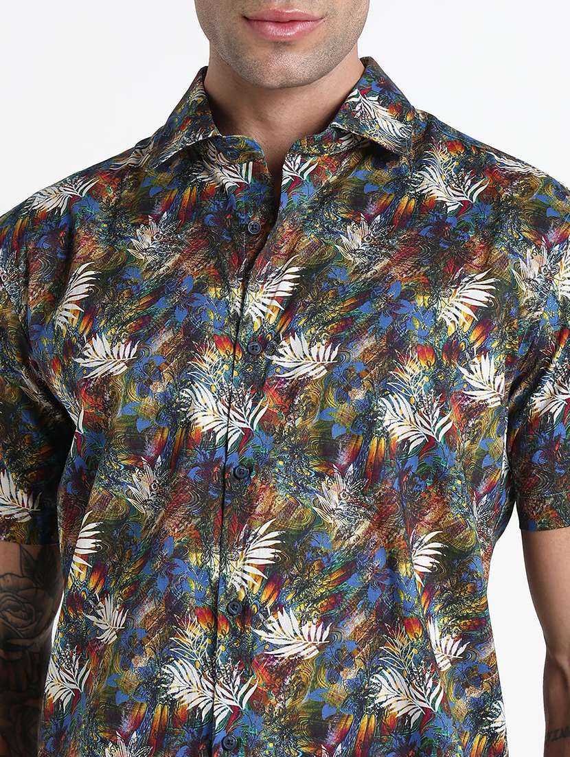 men printed collared short sleeves casual shirt - 21909041 -  Standard Image - 5