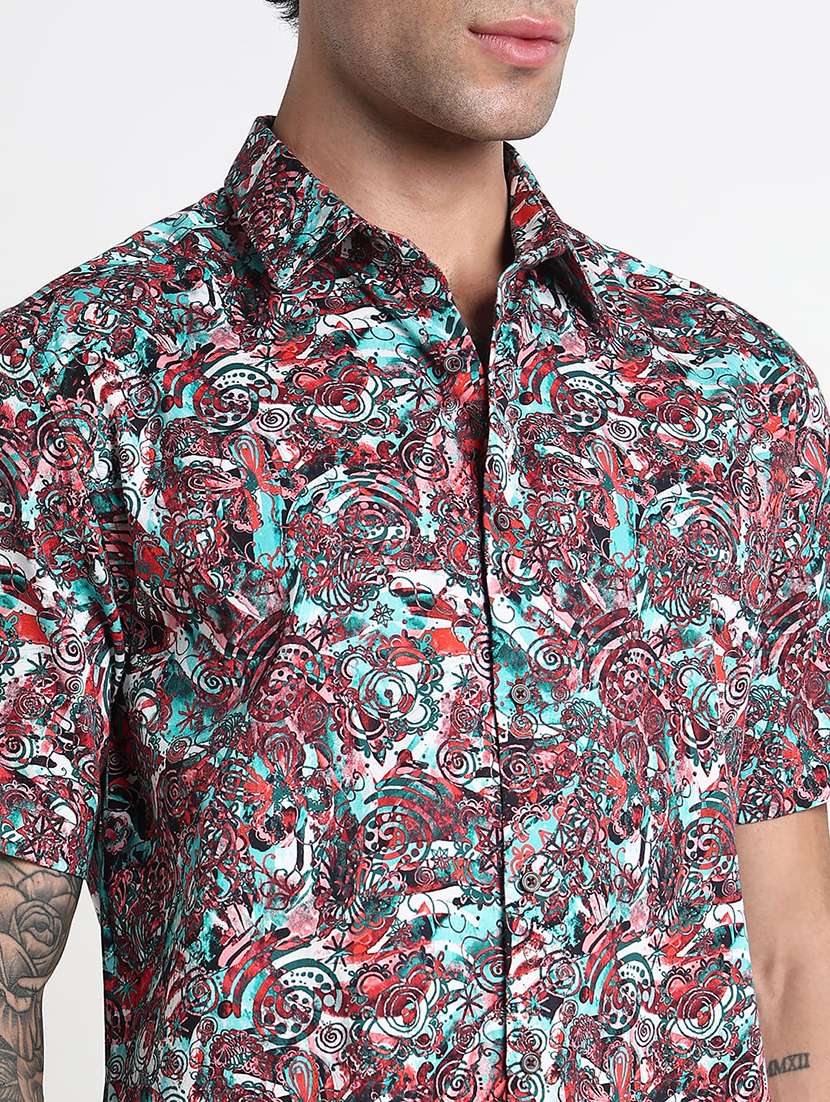 men printed collared short sleeves casual shirt - 21909042 -  Standard Image - 5