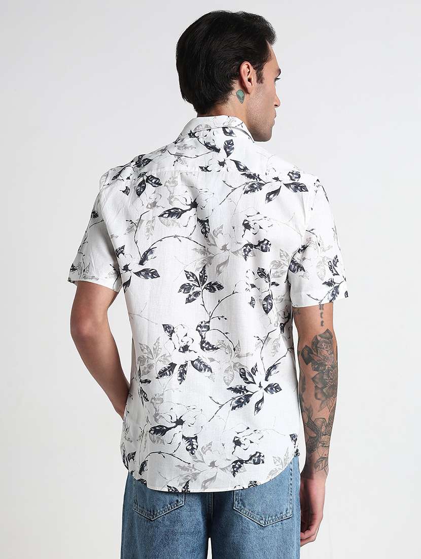 men printed short sleeve regular fit casual shirt - 21909043 -  Standard Image - 3