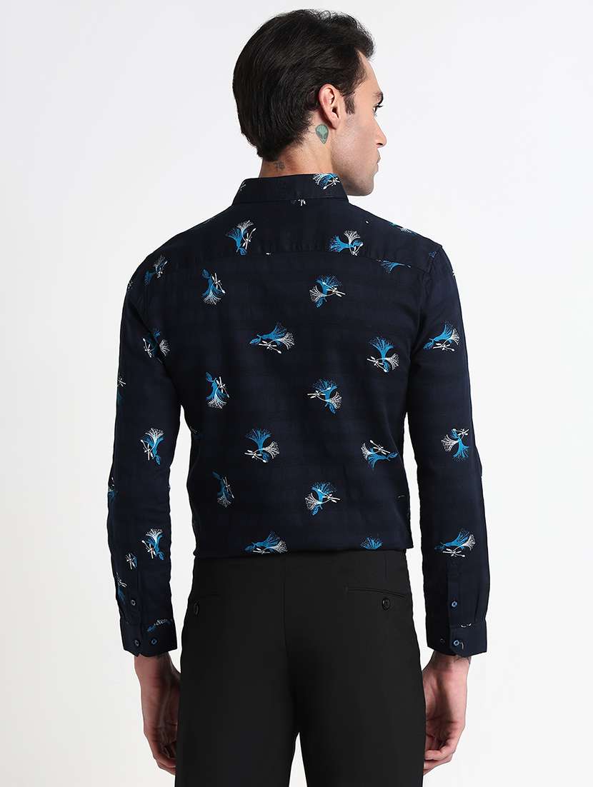men printed long sleeve slim fit formal shirt - 21909044 -  Standard Image - 3