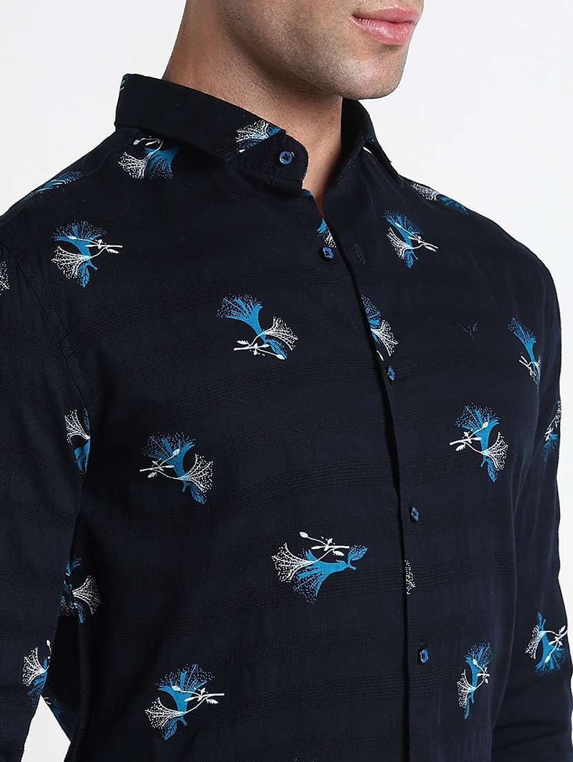 men printed long sleeve slim fit formal shirt - 21909044 -  Standard Image - 5