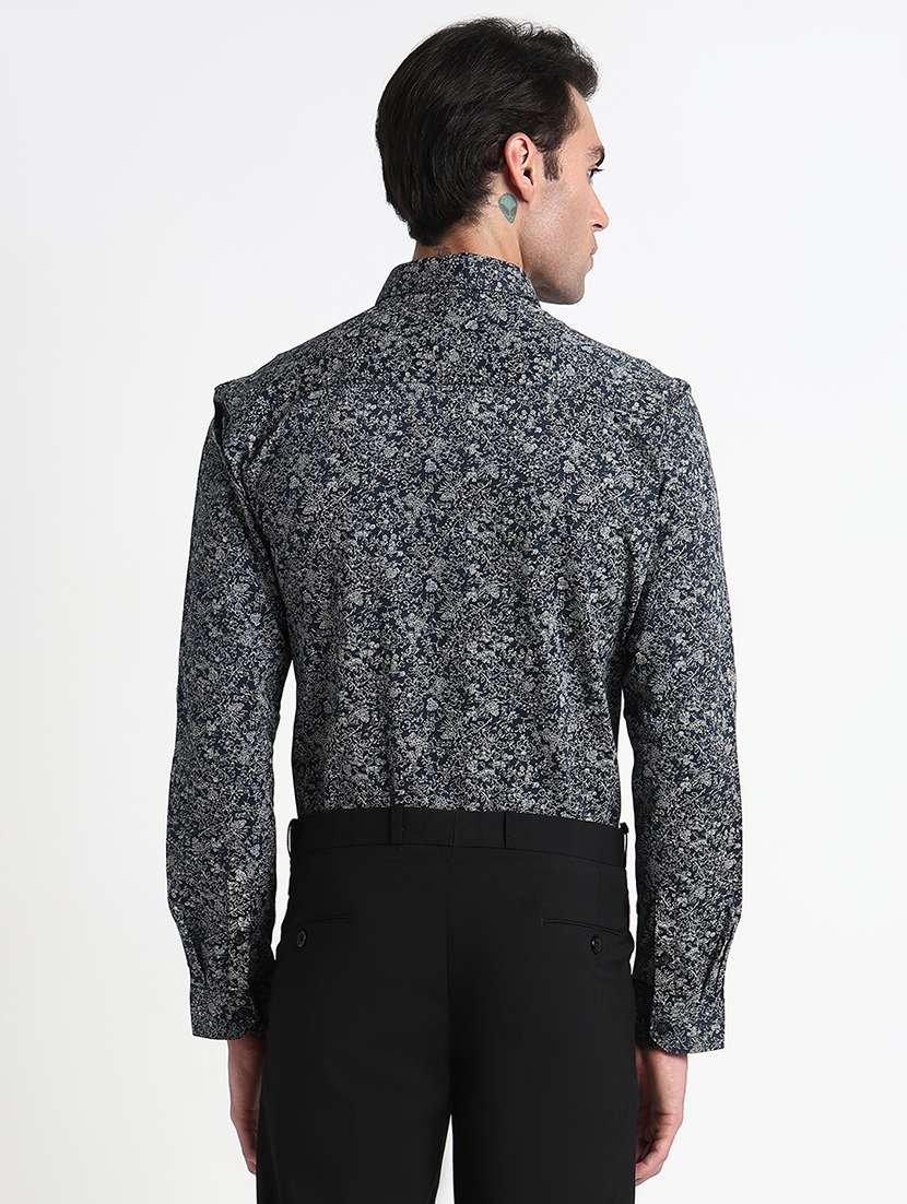 men floral printed long sleeve slim fit formal shirt - 21909045 - Standard Image - 3