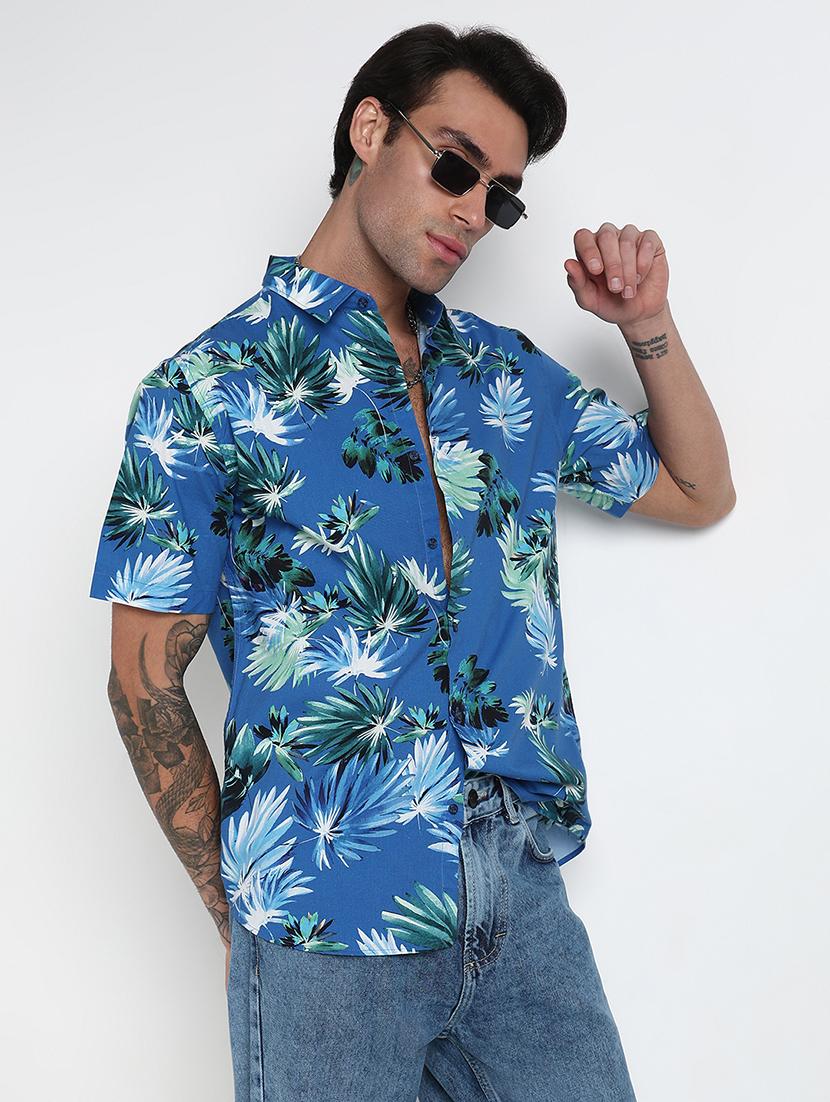 men printed collared short sleeves casual shirt - 21909047 - Zoom Image - 0