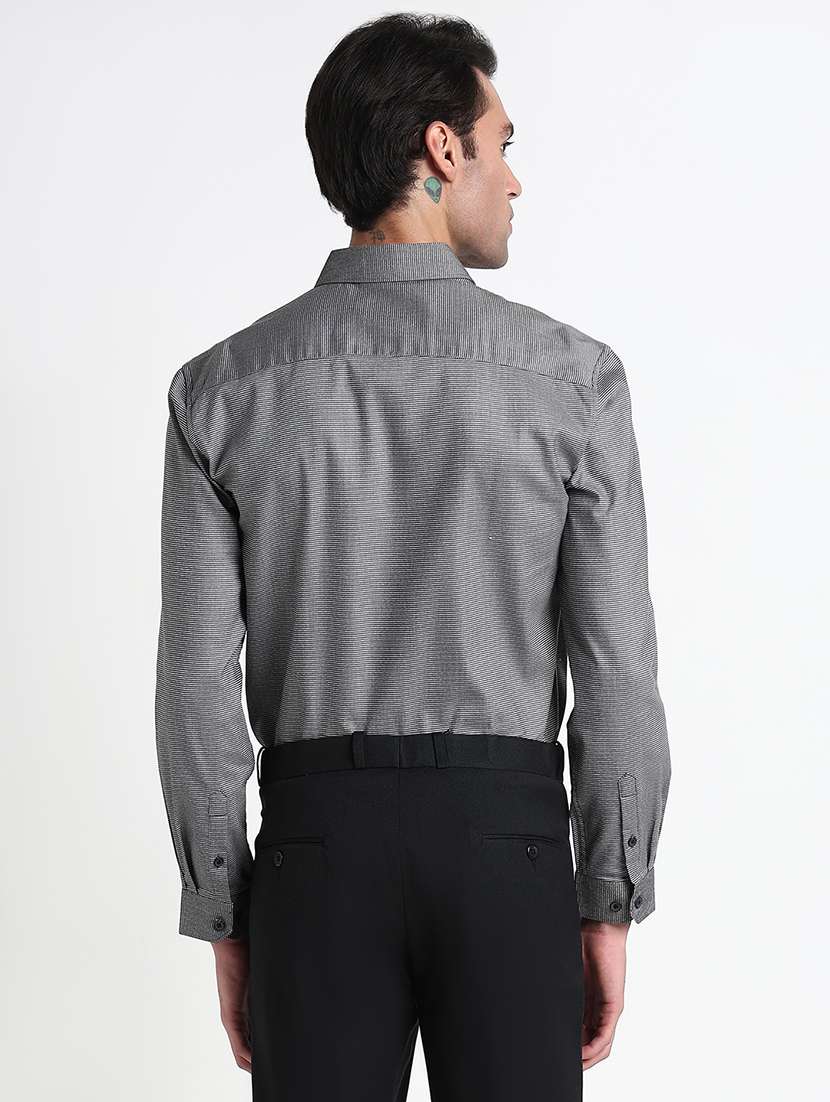 men striped long sleeve slim fit formal shirt - 21909055 -  Standard Image - 3