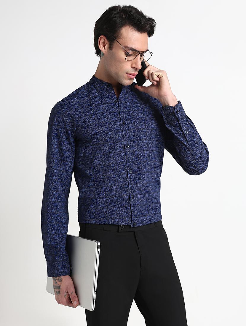 men printed mandarin collar casual shirt - 21909056 -  Zoom Image - 0