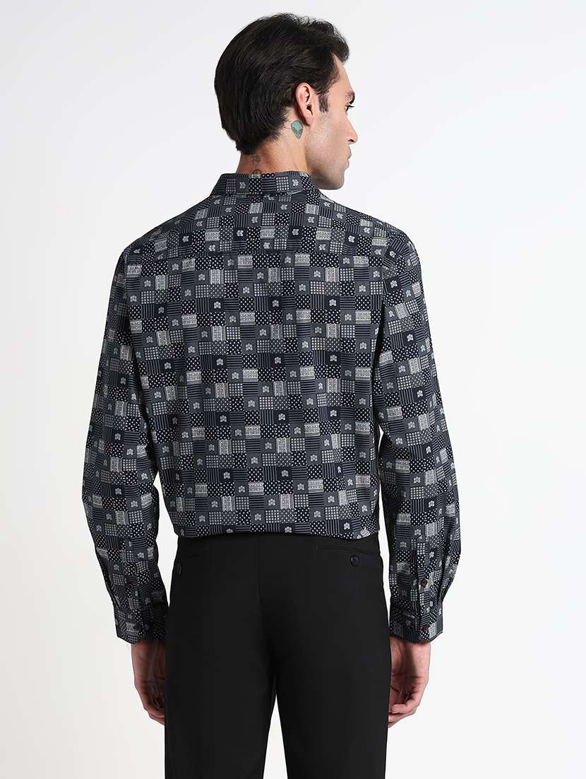 men printed long sleeve slim fit formal shirt - 21909057 -  Standard Image - 3