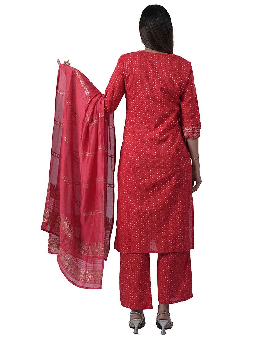 women three quarter sleeve kurta pant with dupatta set - 21909074 -  Standard Image - 3