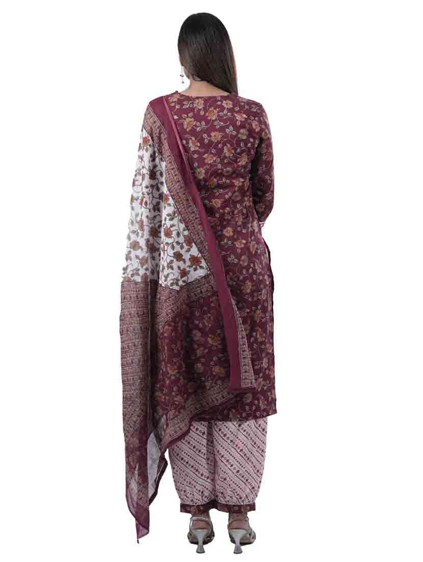 women three quarter sleeve kurta salwar with dupatta set - 21909075 -  Standard Image - 3