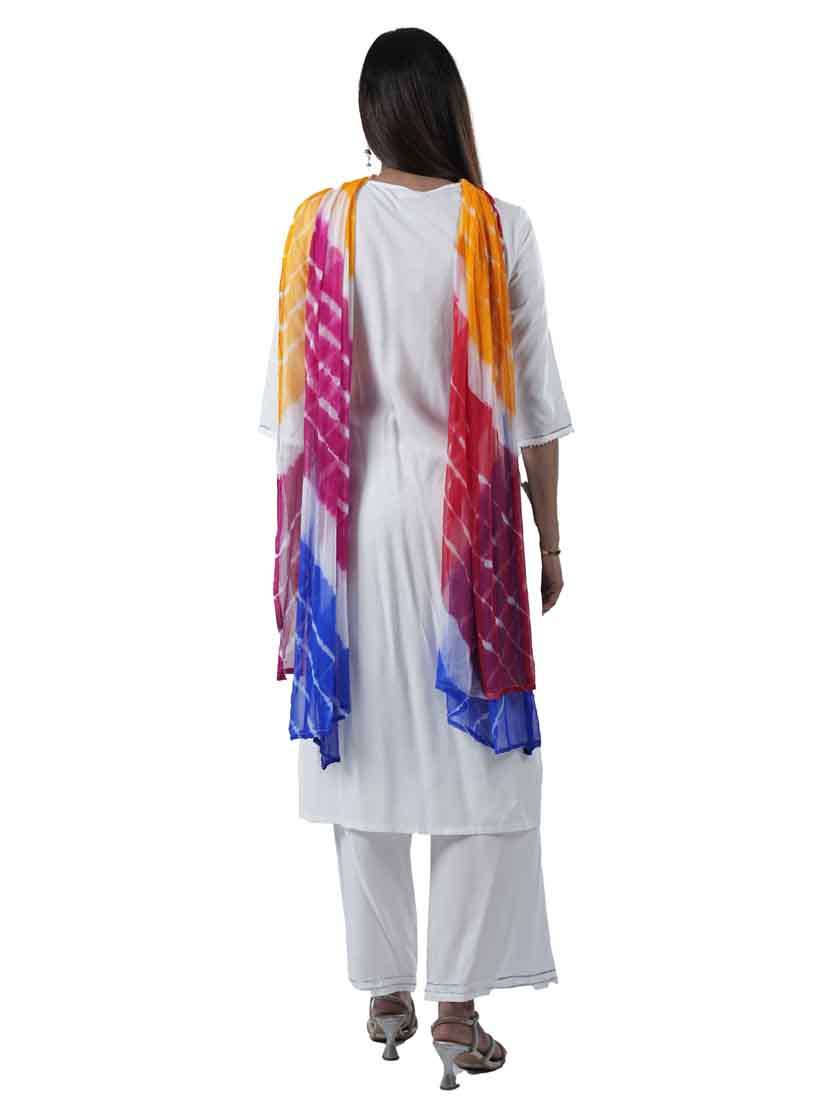 women three quarter sleeve kurta palazzo with dupatta set - 21909098 -  Standard Image - 3
