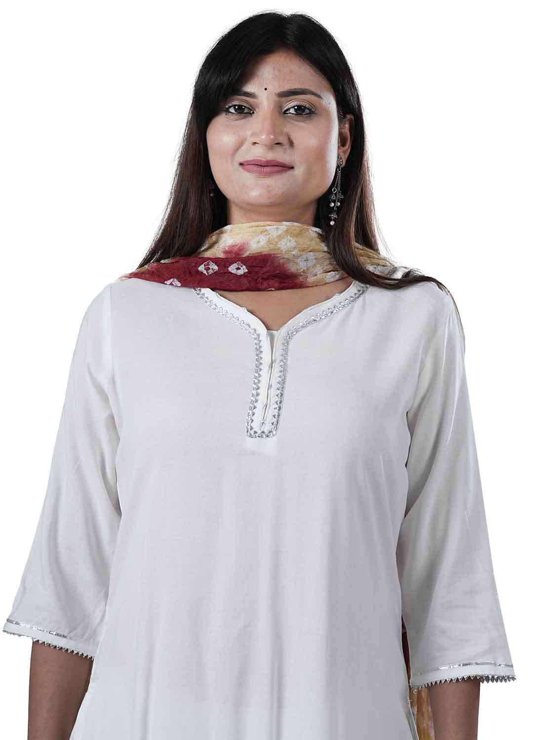 women three quarter sleeve kurta pant with dupatta set - 21909099 -  Standard Image - 3