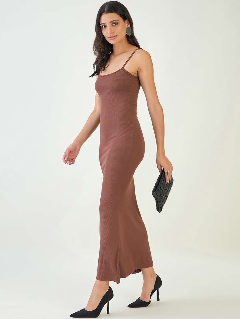 women solid shoulder strap bodycon dress - 21909151 -  Standard Image - 3