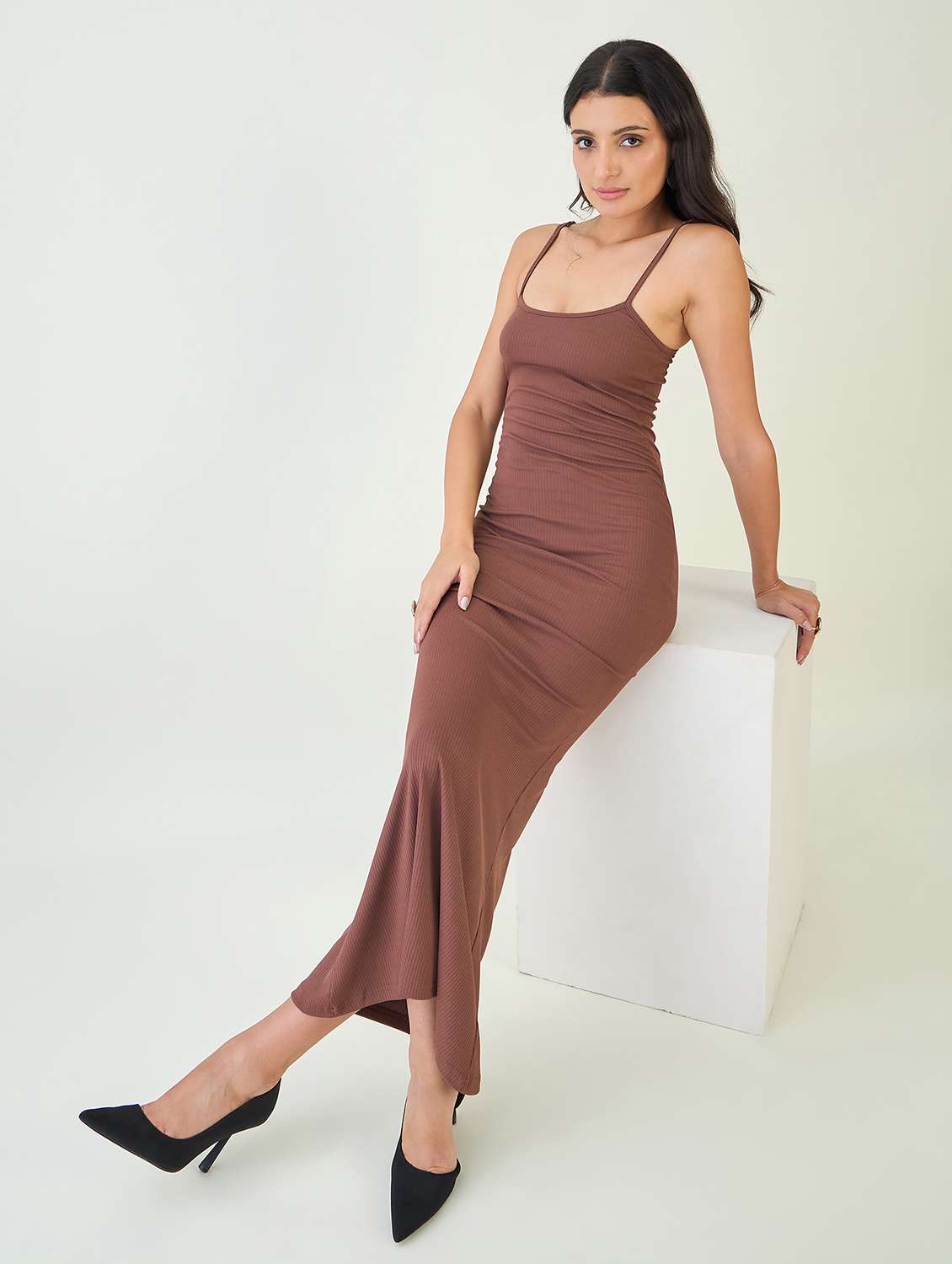 women solid shoulder strap bodycon dress - 21909151 -  Standard Image - 5