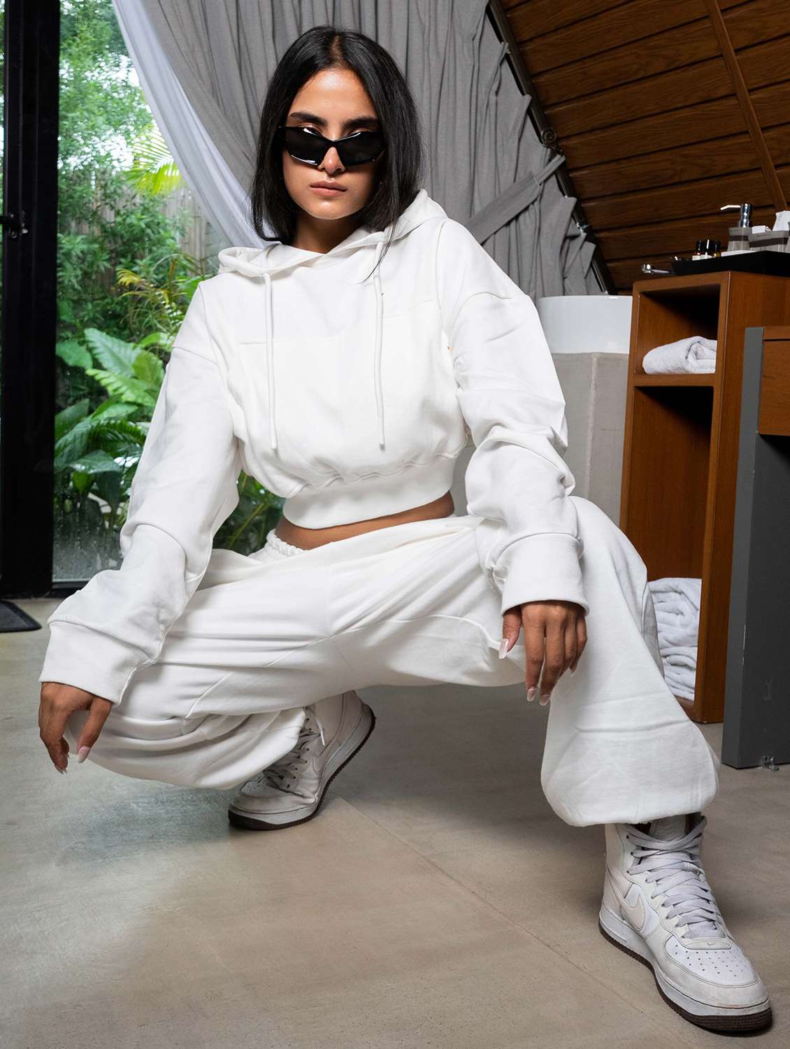 women solid hoodie and jogger co-ords set - 21909263 -  Standard Image - 5