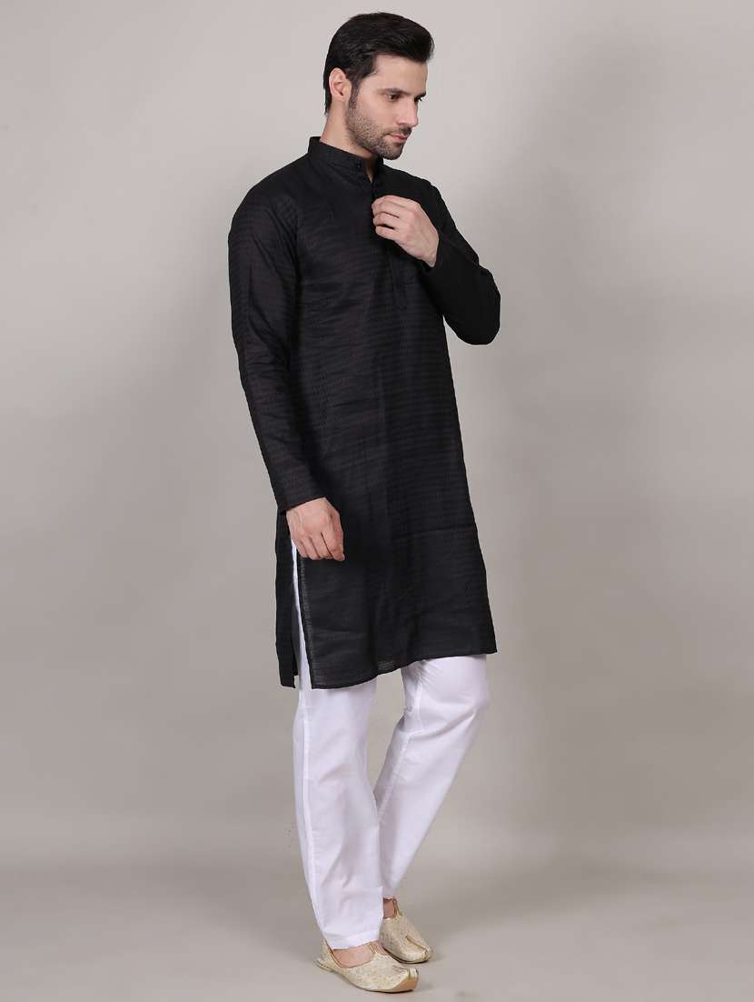 Men Self Designed Long Sleeves Kurta Trouser Set