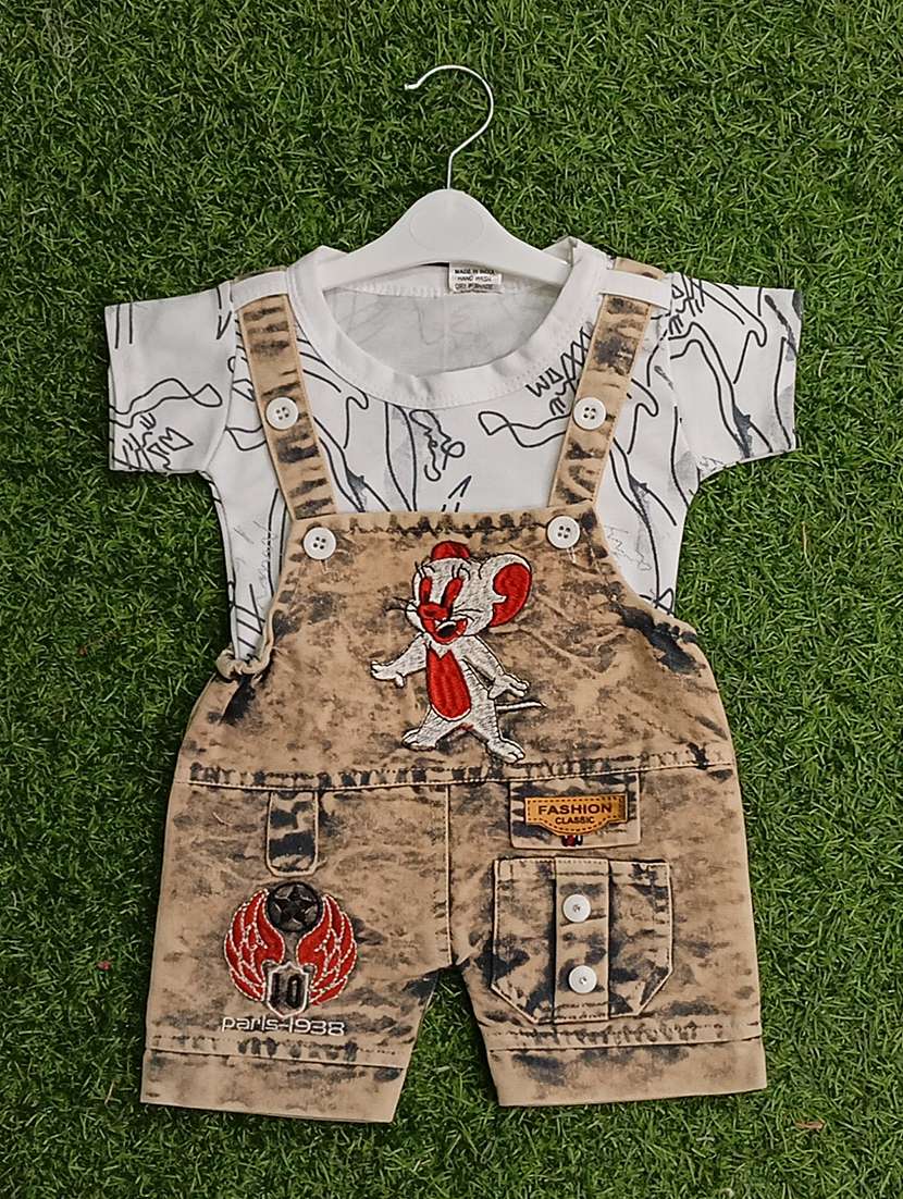 boys printed t-shirt & dungarees sets 