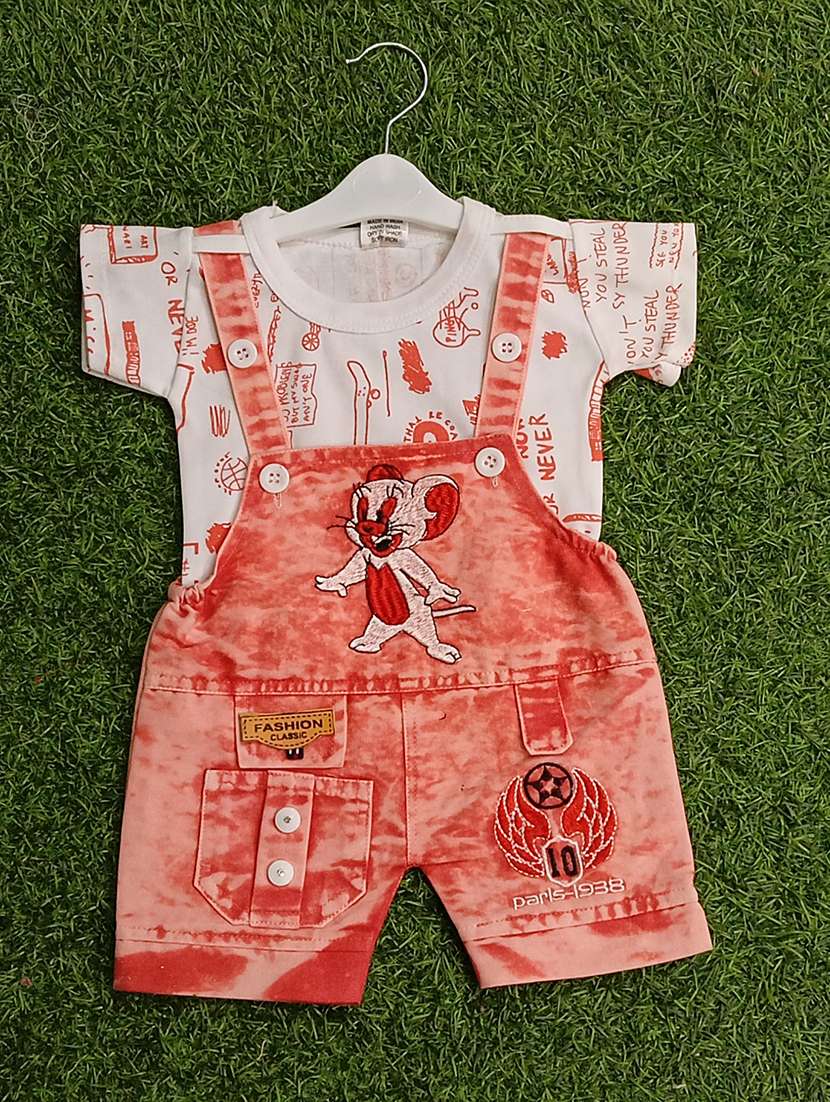 boys printed t-shirt & dungarees sets 