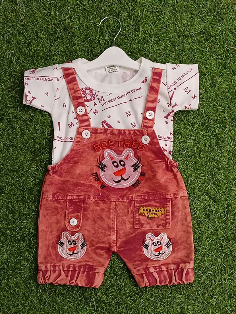 boys printed t-shirt & dungarees sets 