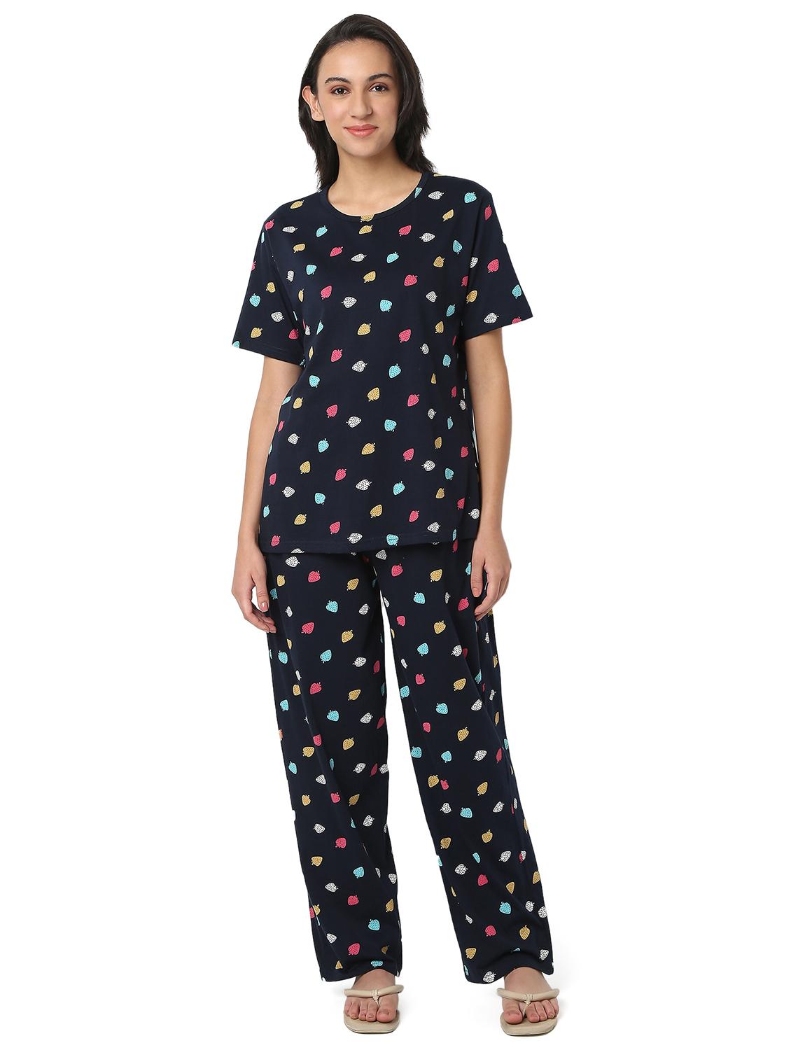 women printed nightwear pyjama set