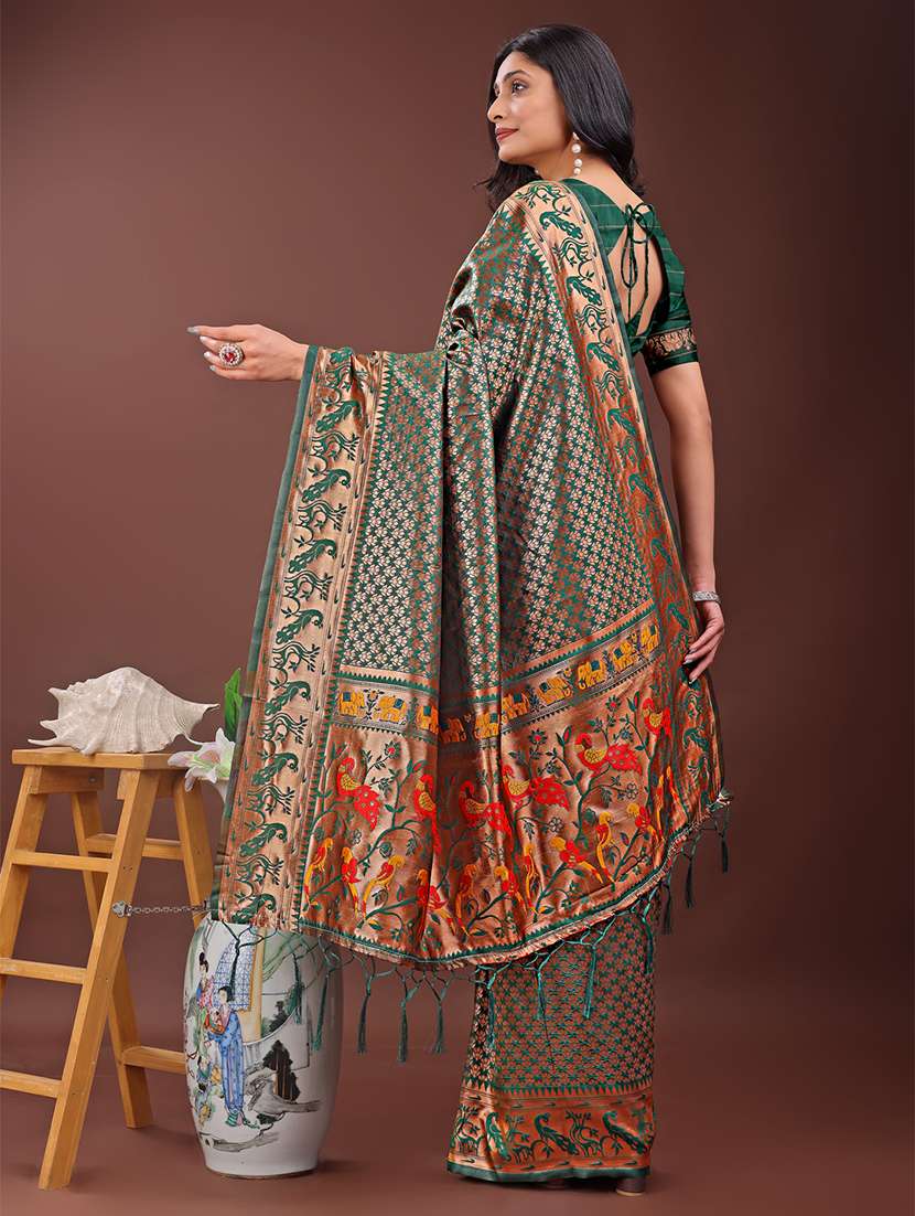 women self design paithani saree with blouse - 21909431 -  Standard Image - 3