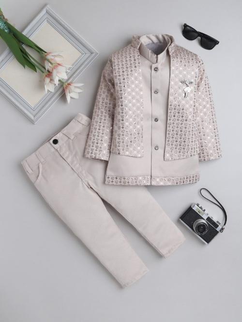 boys embroidered sherwani set with jacket - 21909474 - Standard Image - 0