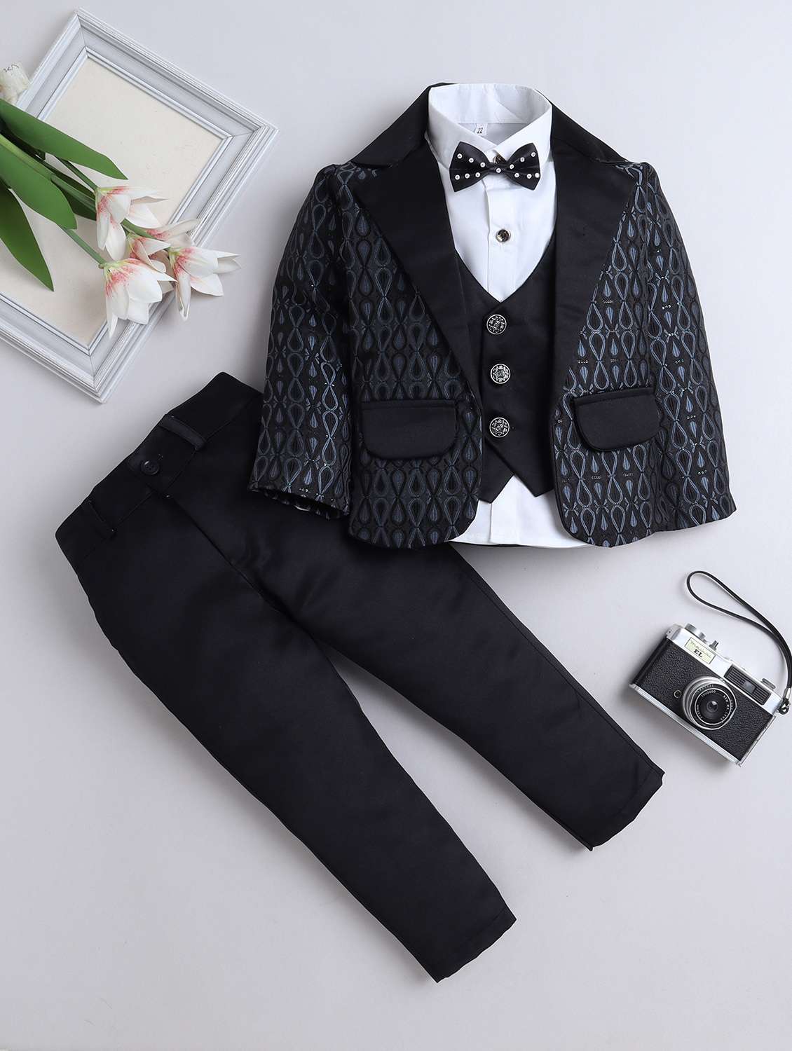 boys self design three piece suit set