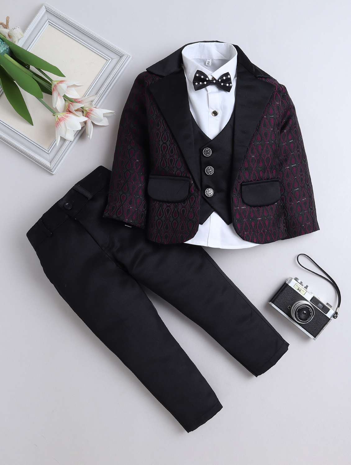 boys self design three piece suit set - 21909483 -  Zoom Image - 0