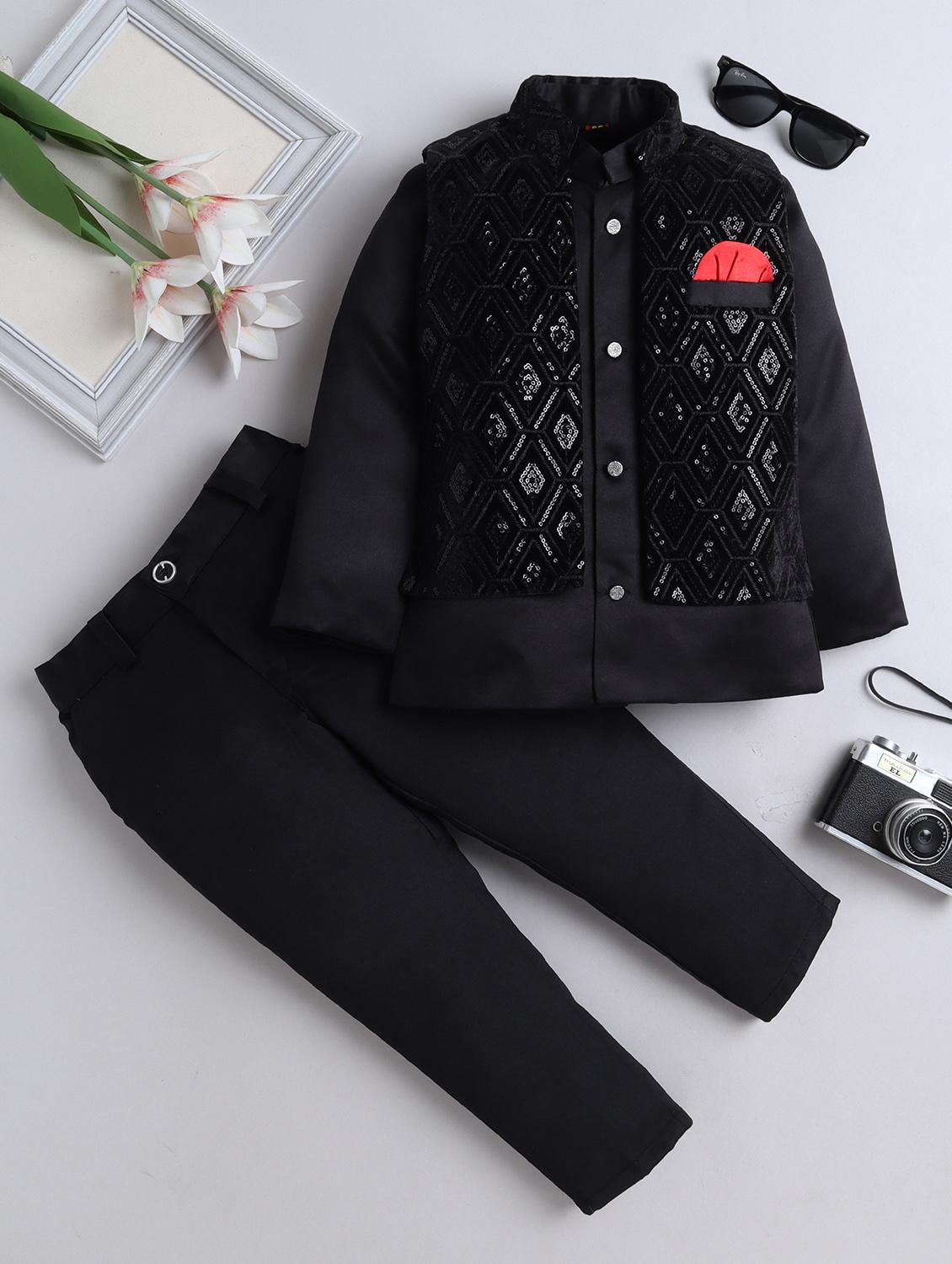 boys embroidered sherwani set with jacket - 21909493 -  Zoom Image - 0