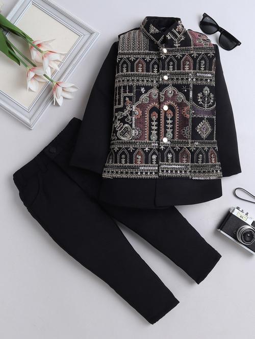 boys embroidered sherwani set with jacket - 21909496 -  Standard Image - 0