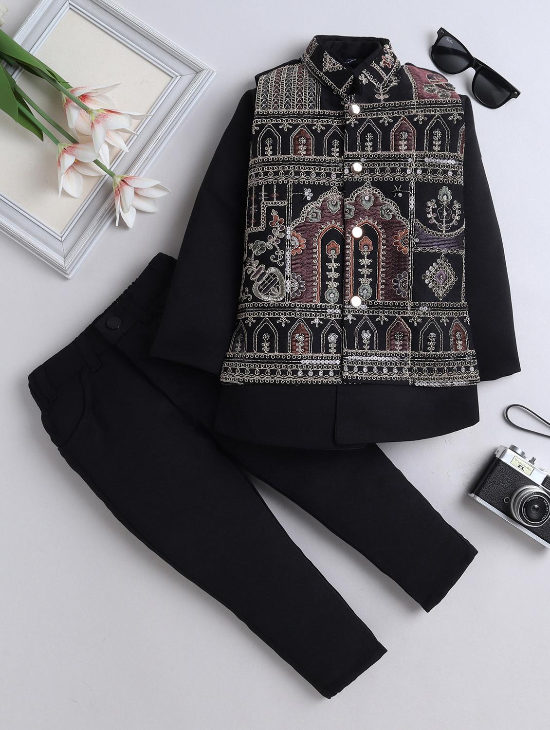 boys embroidered sherwani set with jacket - 21909496 -  Zoom Image - 0