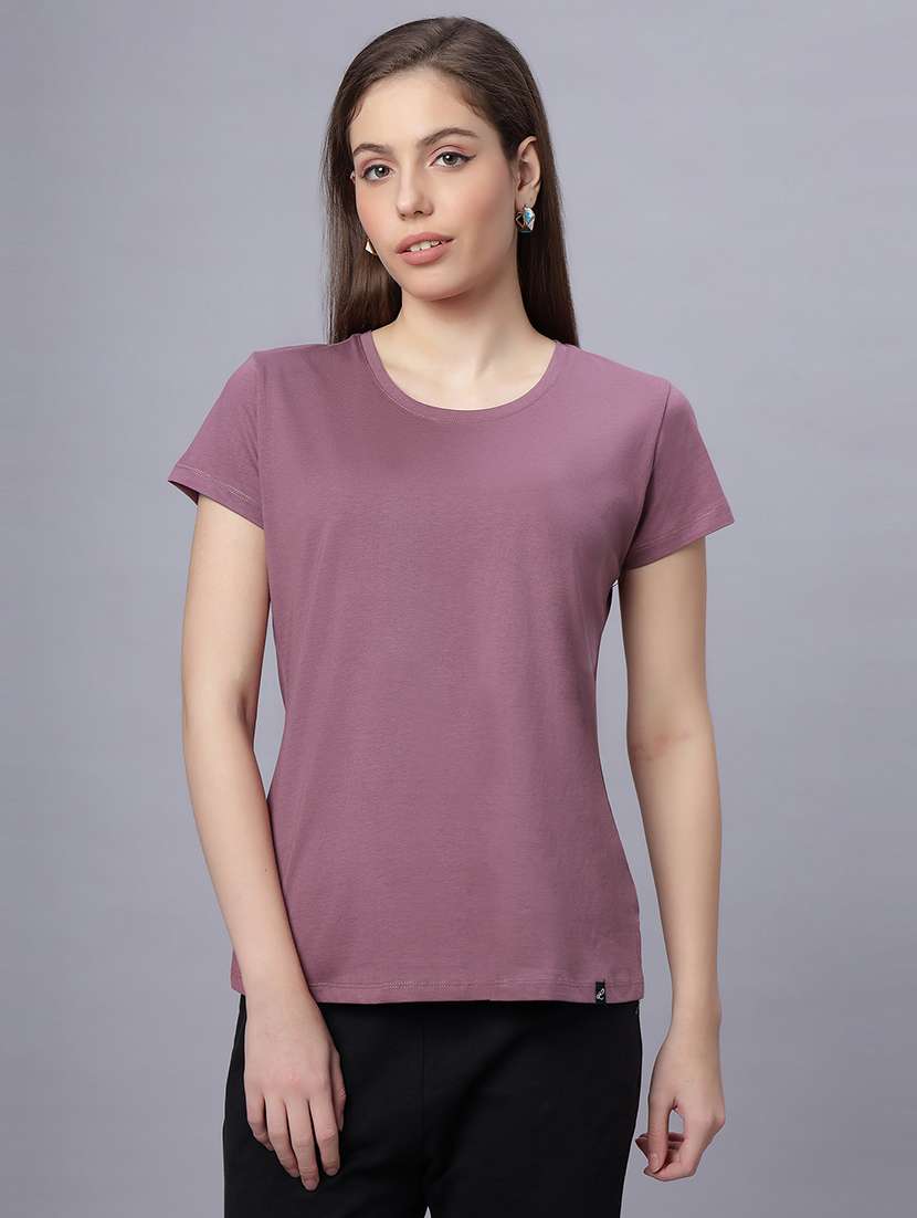 women solid short sleeves regular fit t-shirt