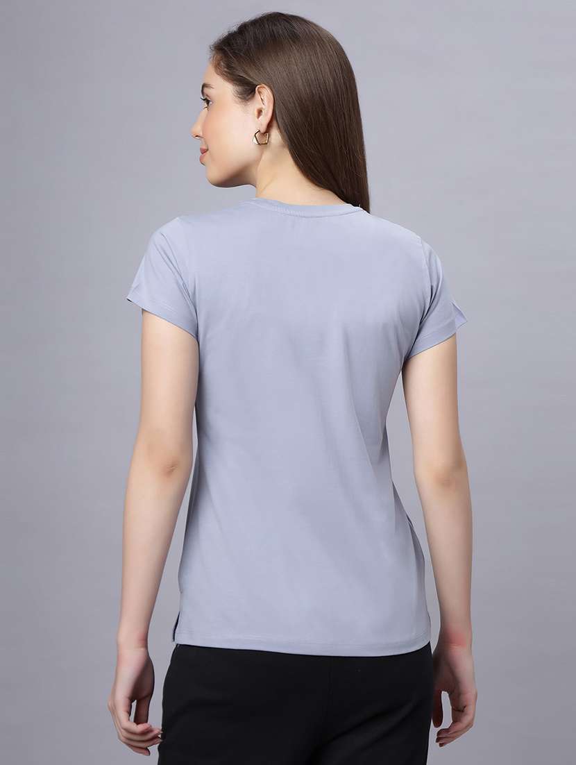 women solid short sleeves regular fit t-shirt - 21909522 -  Standard Image - 3