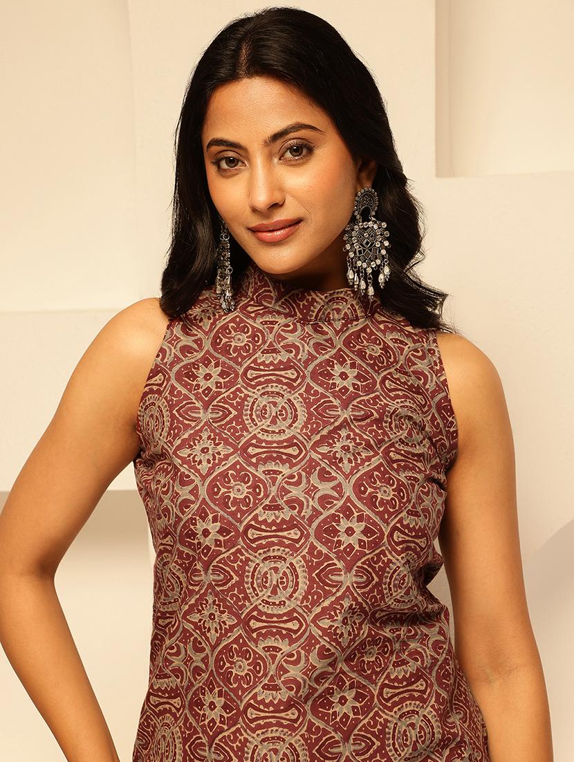 women printed sleeveless straight kurta - 21909607 - Standard Image - 5