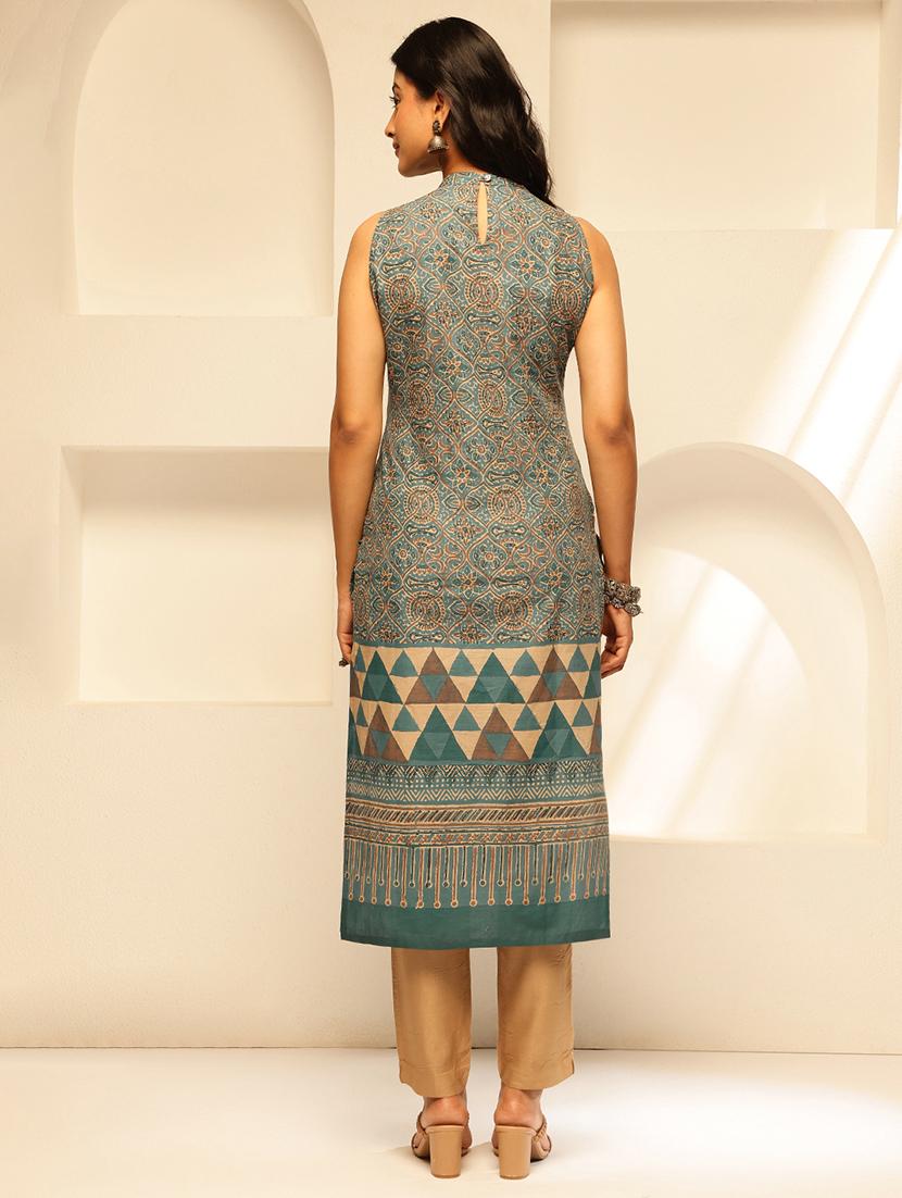 women printed sleeveless straight kurta - 21909609 - Standard Image - 3