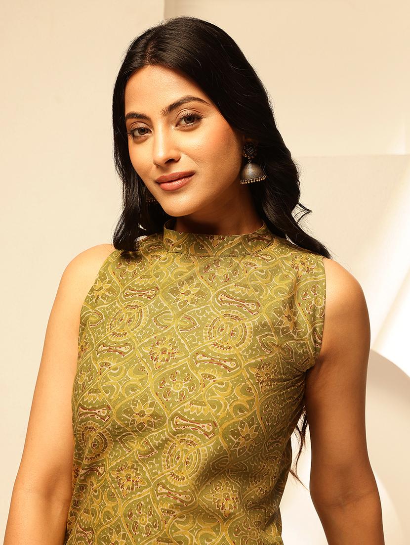 women printed sleeveless straight kurta - 21909610 - Standard Image - 5
