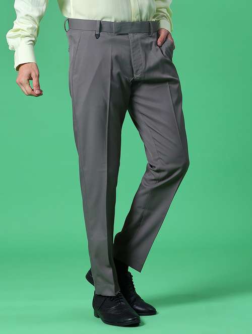 men solid mid rise slim fit formal trouser - 21909763 -  Standard Image - 0