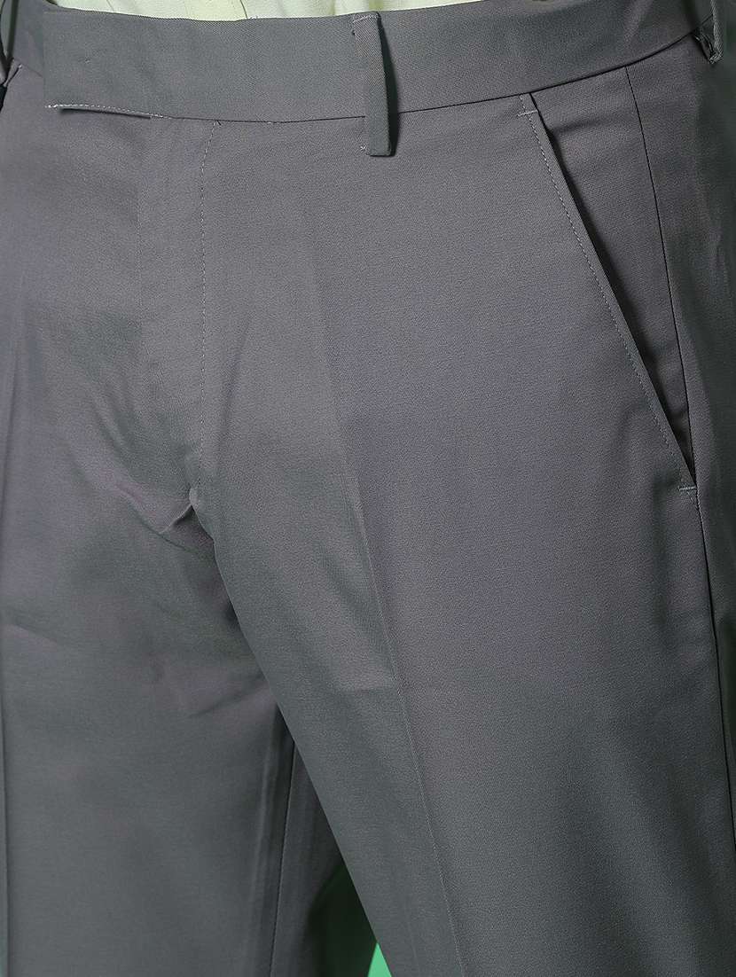 men solid mid rise slim fit formal trouser - 21909763 -  Standard Image - 5