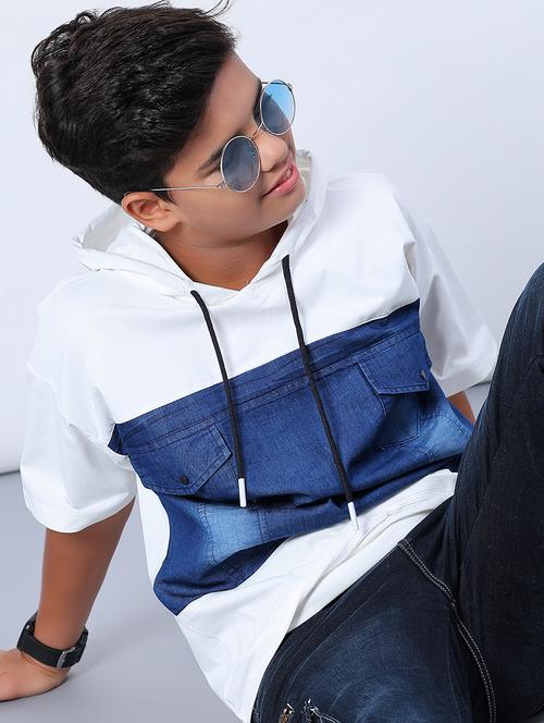 boys solid short sleeve regular fit hooded t-shirt - 21909829 -  Standard Image - 0