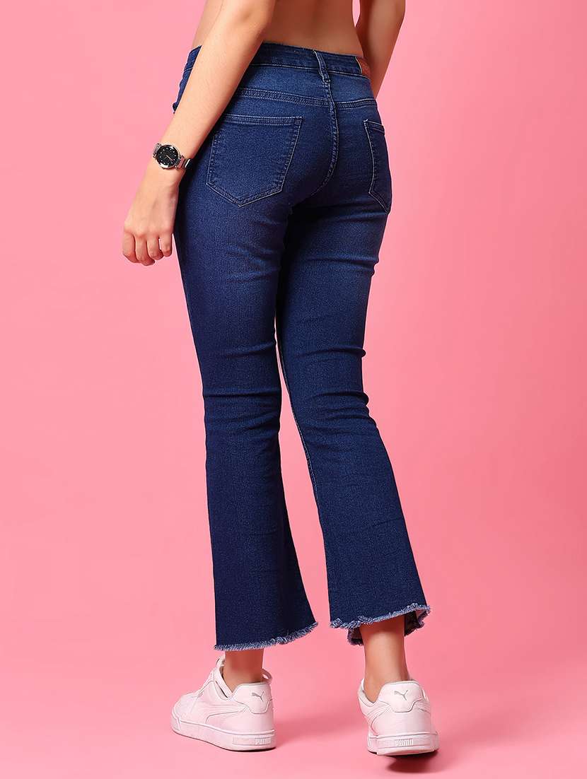 women blue solid mid rise bootcut jean - 21909868 -  Standard Image - 3