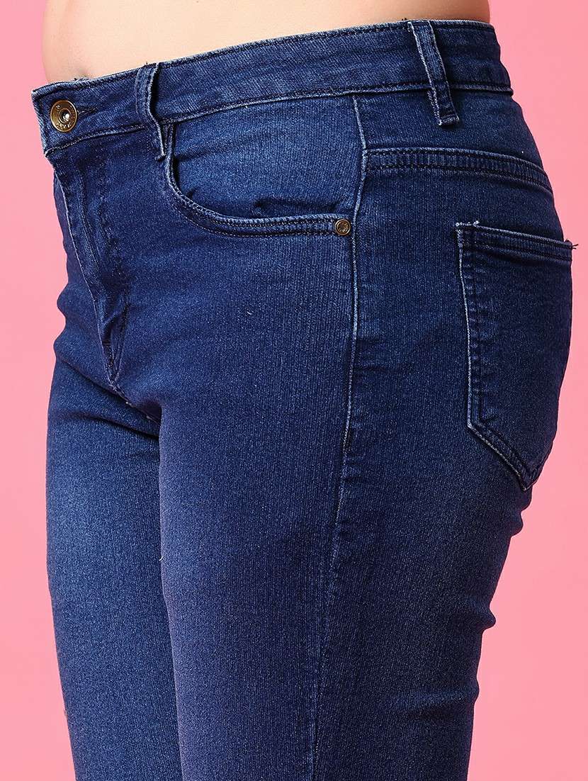 women blue solid mid rise bootcut jean - 21909868 -  Standard Image - 5