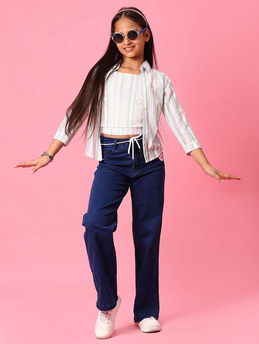 girls striped three quarter sleeve shirt top - 21909891 -  Standard Image - 5