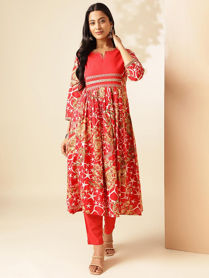 women three quarter sleeve kurta pant set - 21909934 - Zoom Image - 0
