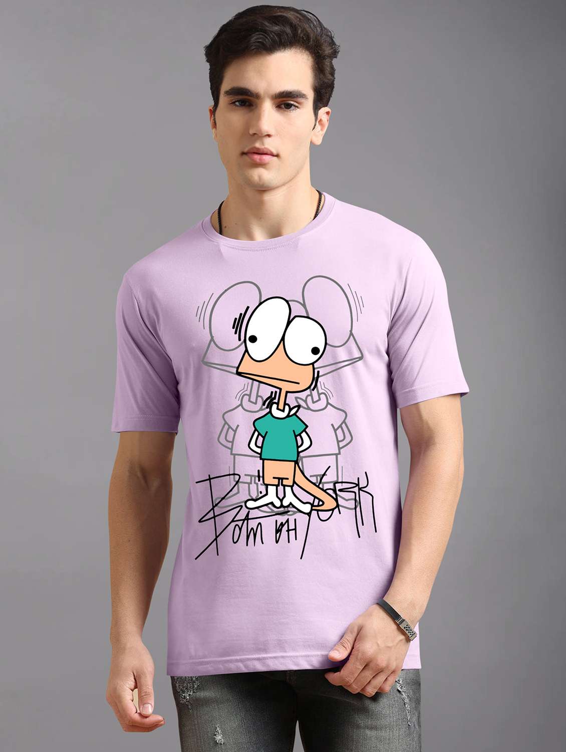 men printed short sleeves t-shirt